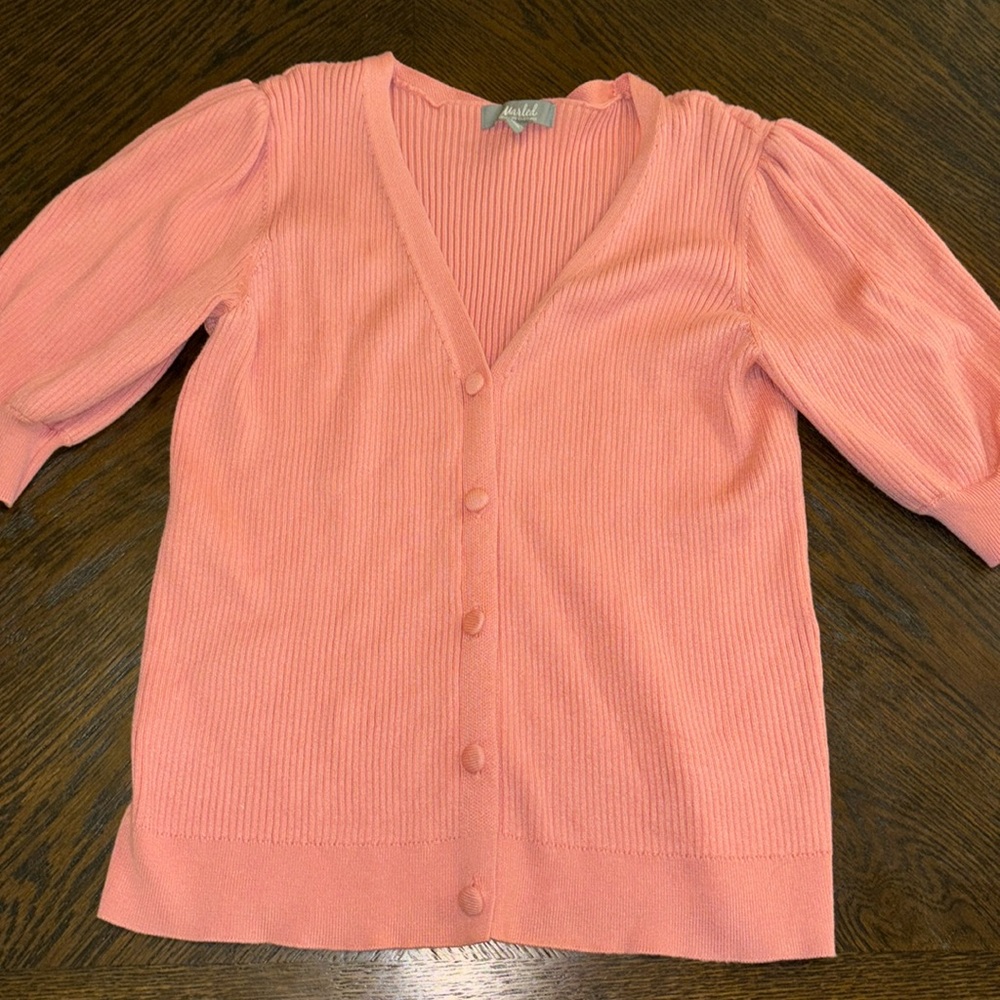 Marled Reunited Clothing Cardigan Button Down Sweater in Pink/Coral Size Large